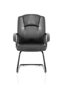 Black leather Bella Cantilever Chair by Dynamic with sleek modern design and sturdy metal frame.
