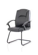 Black leather Bella Cantilever Chair by Dynamic with sleek modern design and cushioned seating.