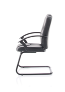 Black leather Bella Cantilever Chair by Dynamic with sleek, modern design and sturdy metal frame.