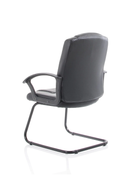 Black leather Bella Cantilever Chair by Dynamic with sleek design and sturdy metal frame.