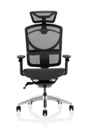 Black mesh Ergo Click Plus Posture Chair by Dynamic with adjustable armrests and ergonomic lumbar support.