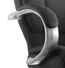 Black fabric Galloway Executive Chair with arms by Dynamic, featuring a modern ergonomic design and padded armrests.