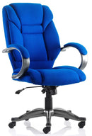Blue fabric Galloway Executive Chair with armrests by Dynamic, showcasing a modern office chair design with plush cushioning.