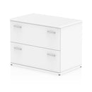 White Impulse side filing cabinet by Dynamic with multiple compartments and sleek design for office storage.