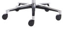 Black leather executive office chair by Dynamic with padded armrests and a high back, shown from the front angle.