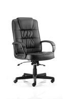 Dynamic Moore Leather Executive Chair with padded armrests and high backrest, ideal for office or conference room settings.