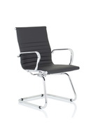Black Nola Cantilever Chair by Dynamic with sleek design and curved metal frame, ideal for modern living spaces.