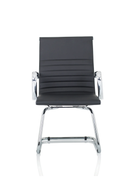 Black Nola Cantilever Chair by Dynamic with sleek metal frame and cushioned seat, modern design for contemporary living spaces.
