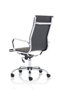 Black bonded leather Nola executive chair with high back and adjustable armrests by Dynamic, designed for office comfort and support.