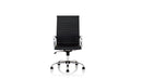 Black bonded leather Nola high back executive chair by Dynamic with padded armrests and ergonomic design.
