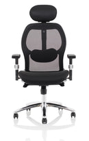 Black Fabric Mesh Back Chair from the Sanderson II series by Dynamic, featuring a supportive mesh back and modern ergonomic design.