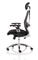 Black fabric mesh back chair from the Sanderson II series by Dynamic, showing a modern office seating design with ergonomic features.