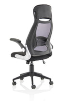 Dynamic Saturn Executive Mesh Back Chair with adjustable headrest and black mesh upholstery, ergonomic office seating design