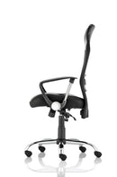 Black leather and mesh executive chair by Dynamic with leather headrest and ergonomic design for office comfort.