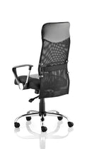 Dynamic Vegas Executive Chair with black leather seat, black mesh back, and leather headrest for comfortable office seating.