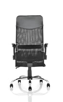 Dynamic Vegas Executive Chair with black leather seat, black mesh back, and leather headrest, designed for ergonomic comfort.