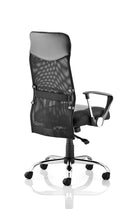 Dynamic Vegas Executive Chair with black leather seat, mesh back, and leather headrest for ergonomic office comfort.