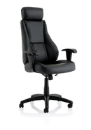 Dynamic Windsor Leather Executive Chair with Headrest, featuring black leather upholstery and ergonomic design.