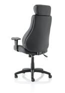 Dynamic Windsor Leather Executive Chair with Headrest, black leather upholstery, ergonomic design, and adjustable headrest for comfort.