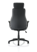 Dynamic Windsor leather executive chair with headrest, showcasing a stylish black leather office chair with adjustable head support.