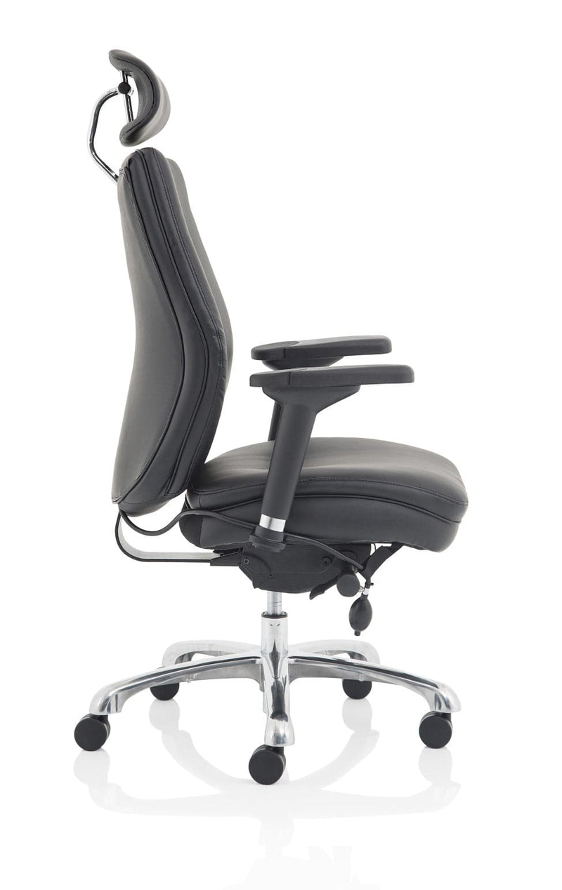 Domino Black Bonded Leather Chair With Arms & Headrest - NWOF