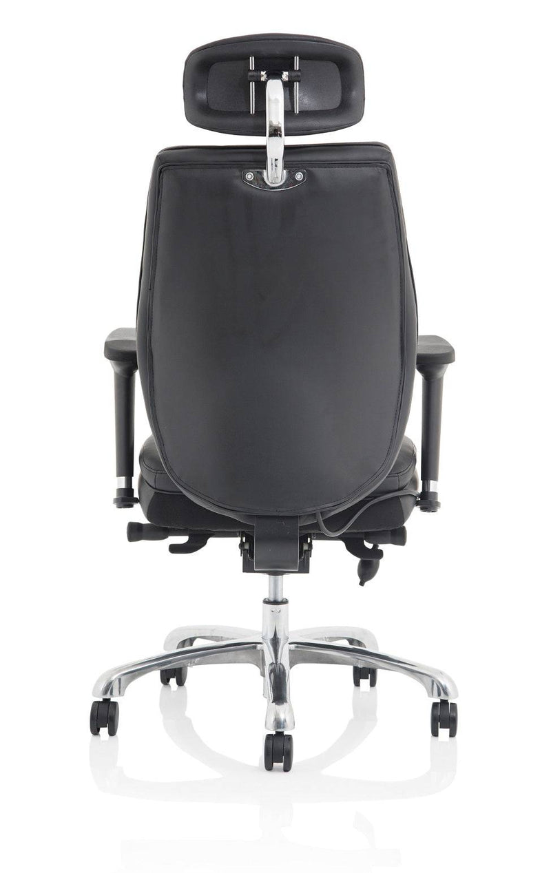 Domino Black Bonded Leather Chair With Arms & Headrest - NWOF