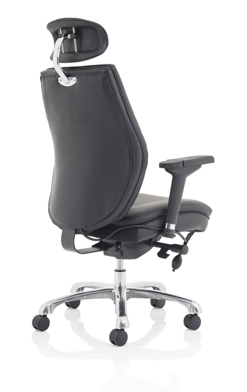 Domino Black Bonded Leather Chair With Arms & Headrest - NWOF