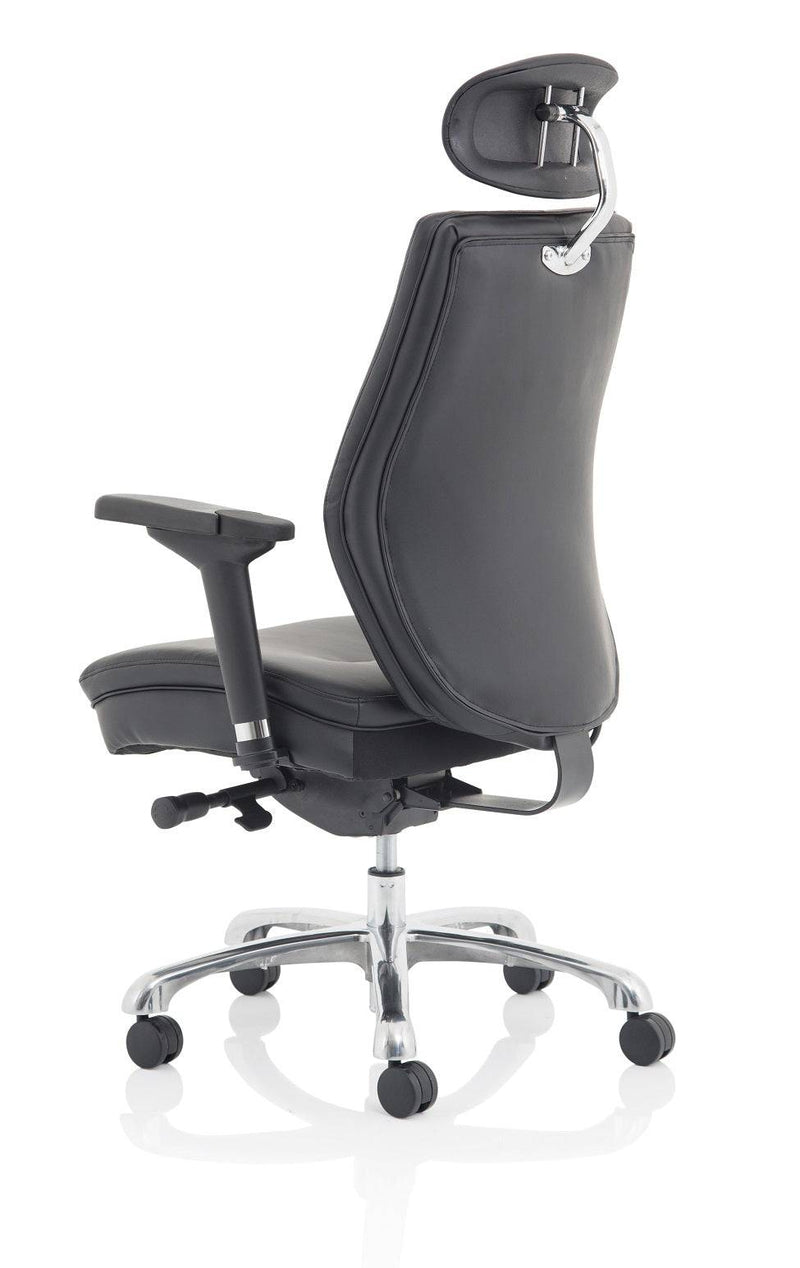 Domino Black Bonded Leather Chair With Arms & Headrest - NWOF