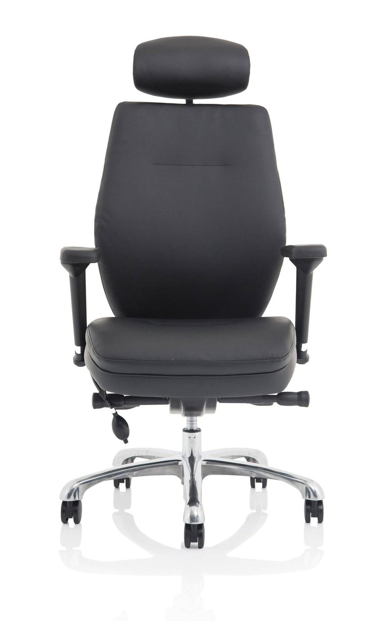 Domino Black Bonded Leather Chair With Arms & Headrest - NWOF