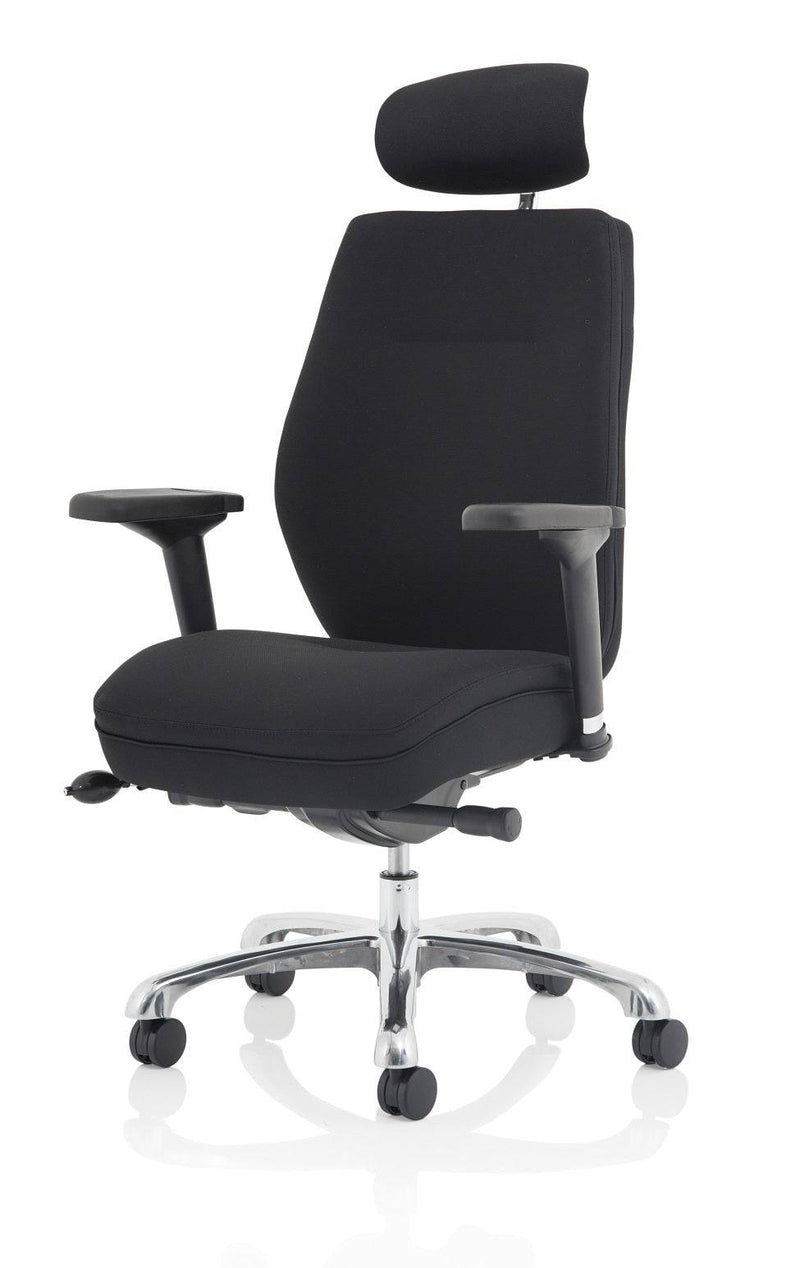 Domino Black Fabric Chair With Arms & Headrest - NWOF