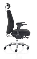 Domino Black Fabric Chair With Arms & Headrest - NWOF