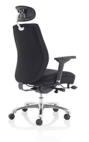 Domino Black Fabric Chair With Arms & Headrest - NWOF
