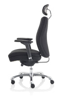 Domino Black Fabric Chair With Arms & Headrest - NWOF