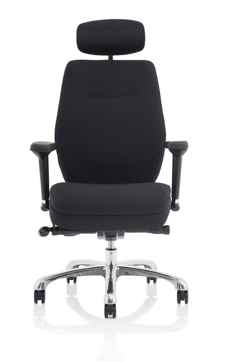 Domino Black Fabric Chair With Arms & Headrest - NWOF