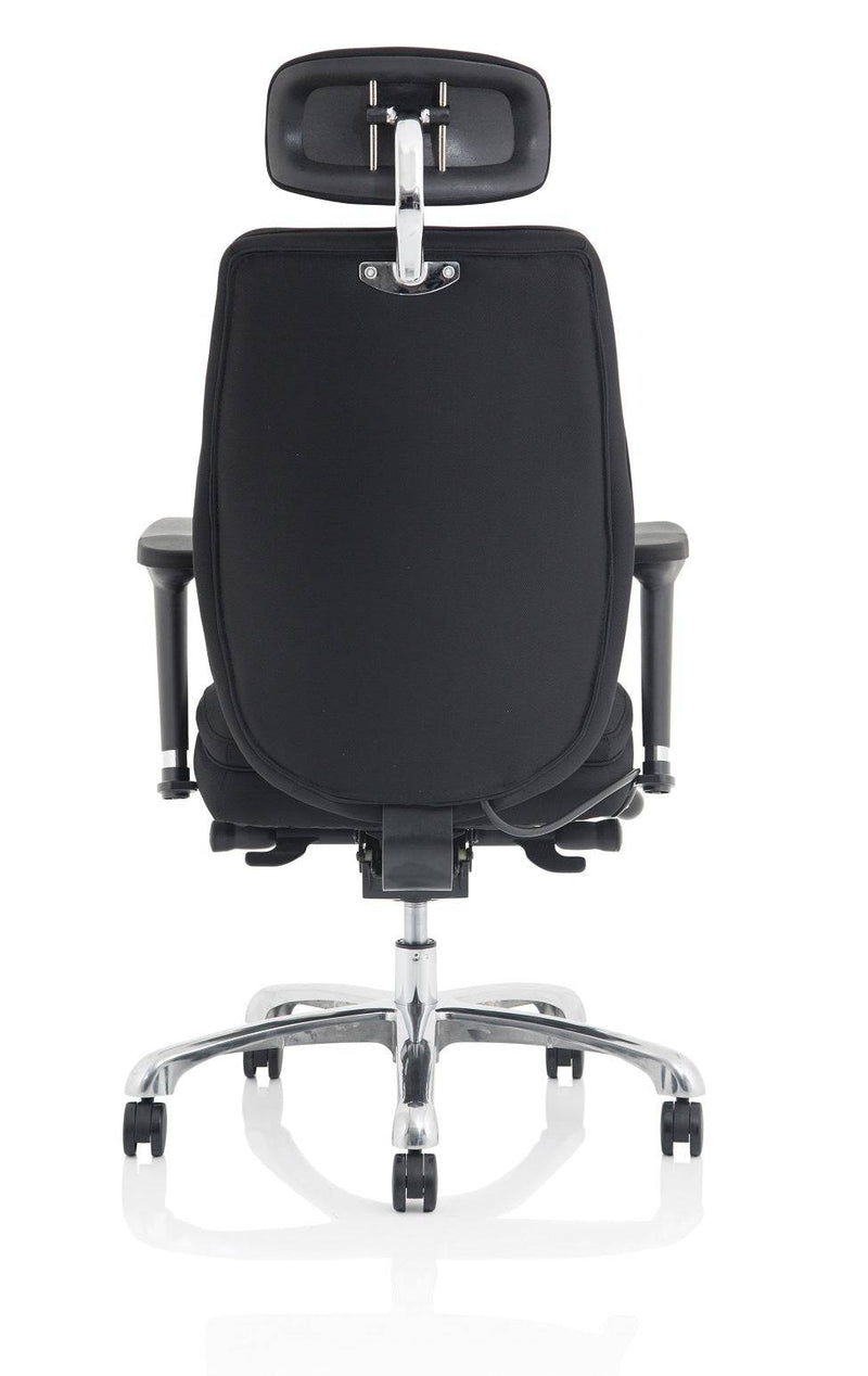 Domino Black Fabric Chair With Arms & Headrest - NWOF