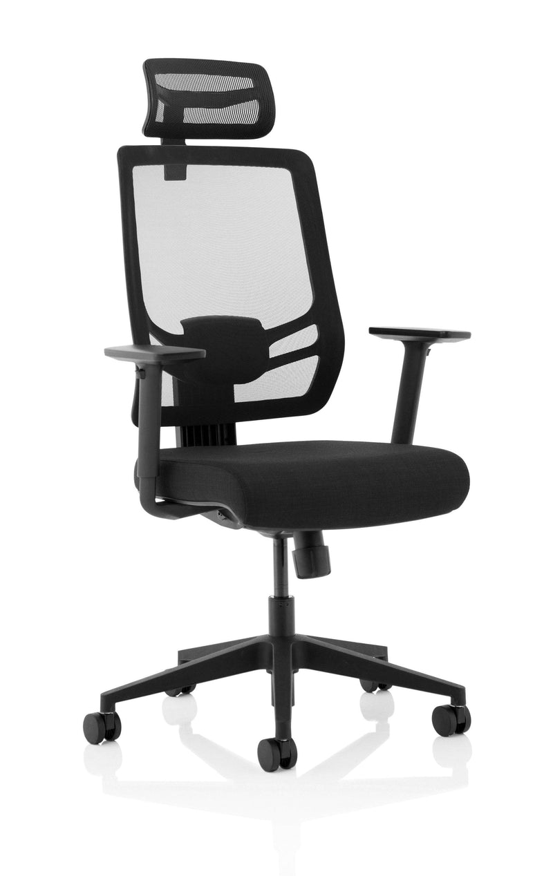 Ergo Twist Chair Black Fabric Seat With Mesh Back & Headrest - NWOF