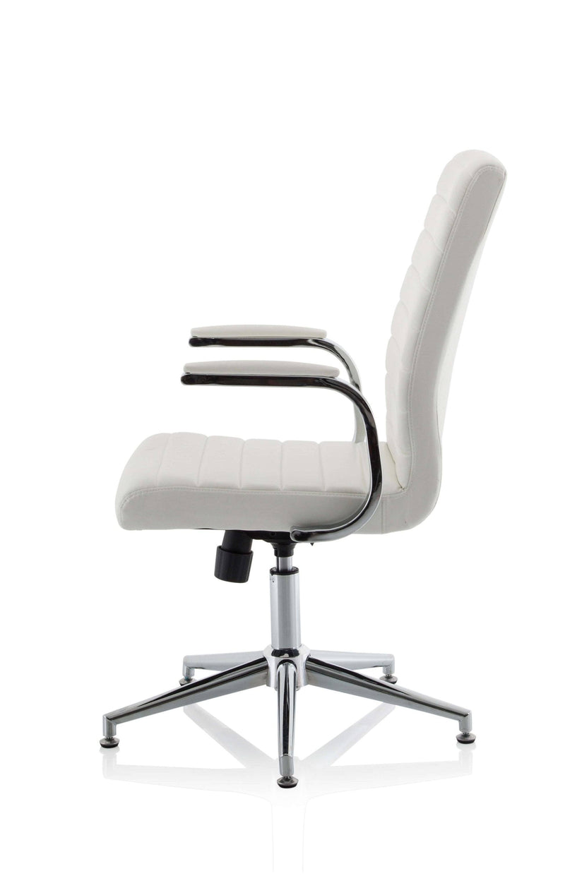 Ezra Executive White Leather Chair with Glides - NWOF