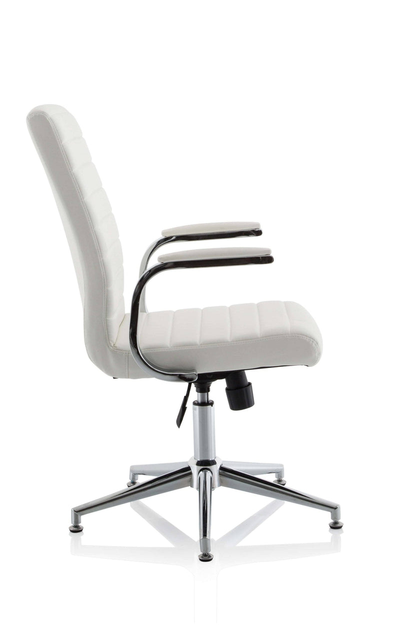 Ezra Executive White Leather Chair with Glides - NWOF