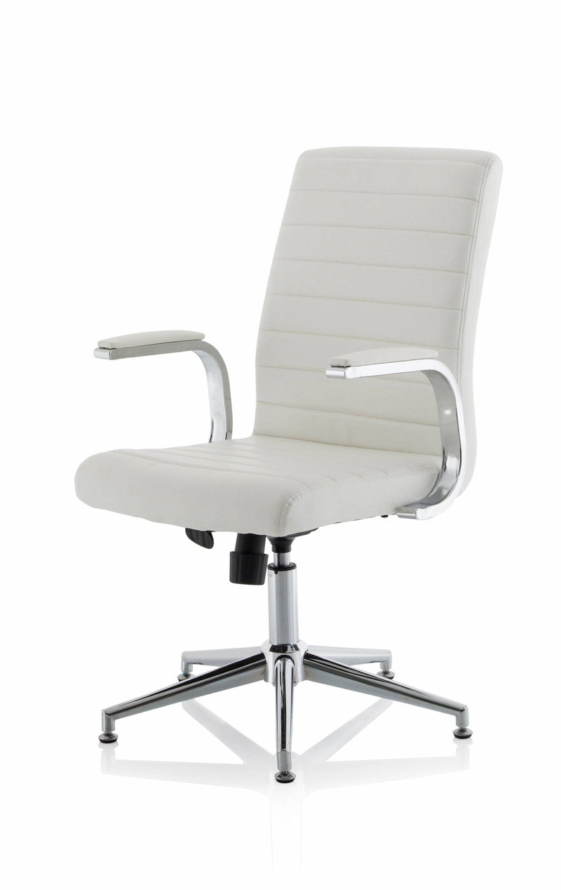 Ezra Executive White Leather Chair with Glides - NWOF