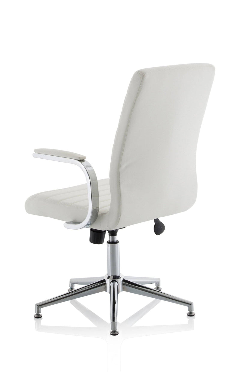 Ezra Executive White Leather Chair with Glides - NWOF