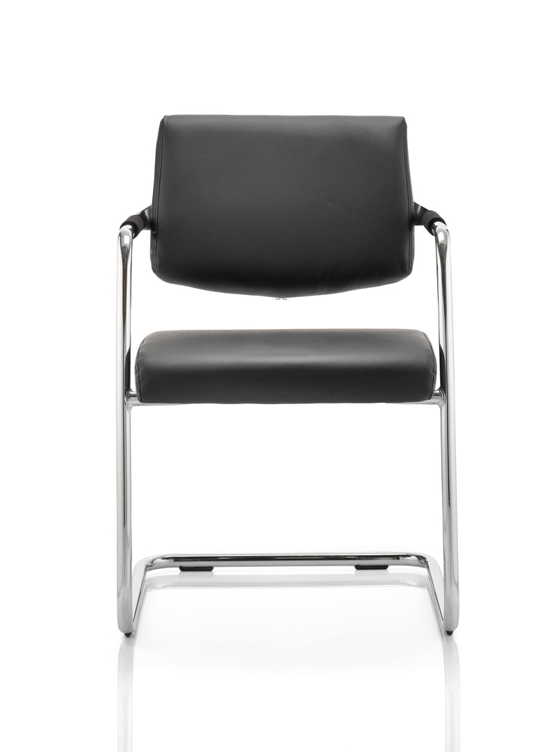 Havanna Visitor Chair Black Leather With Arms - NWOF