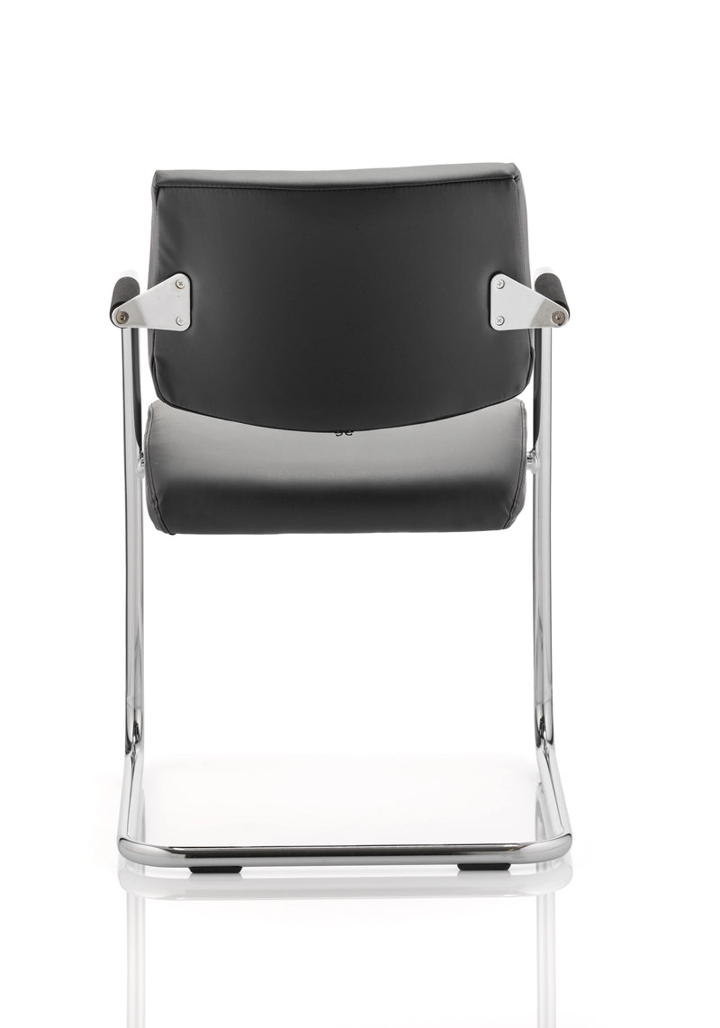 Havanna Visitor Chair Black Leather With Arms - NWOF