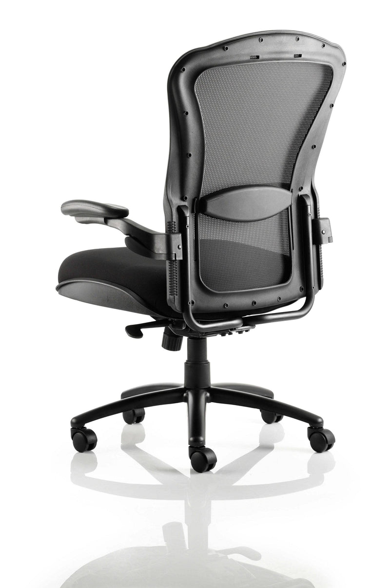 Houston Heavy Duty Task Operator Chair Mesh Back Black Fabric Seat With Arms - NWOF