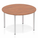 Impulse 1200mm Round Table Walnut Top Silver Box Frame Leg - NWOF
