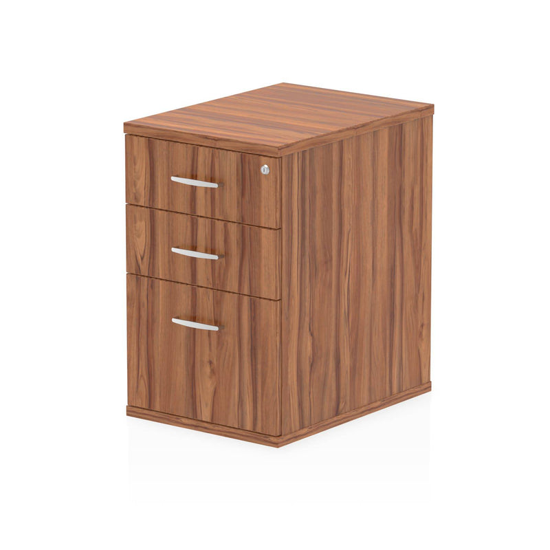 Impulse 600mm Deep Desk High Pedestal Walnut - NWOF