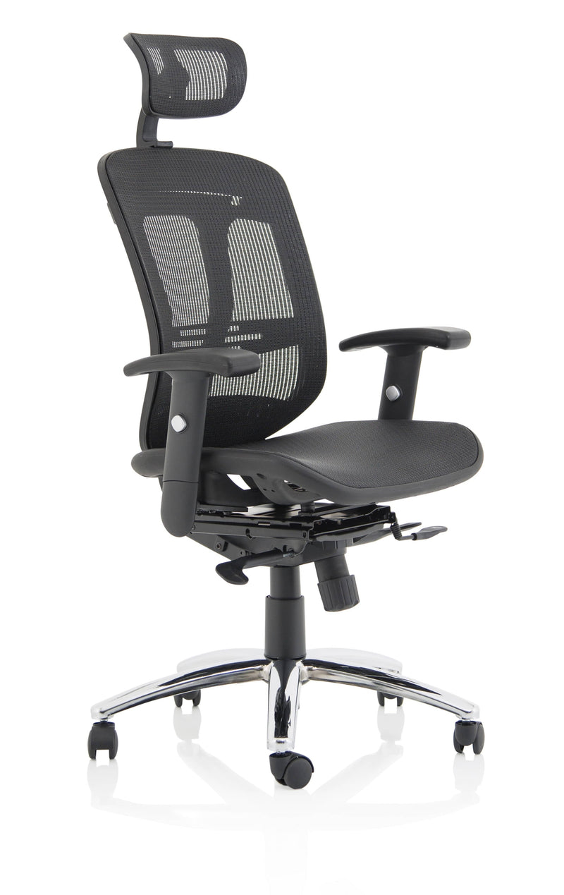 Mirage II Executive Chair Black Mesh With Arms With Headrest - NWOF