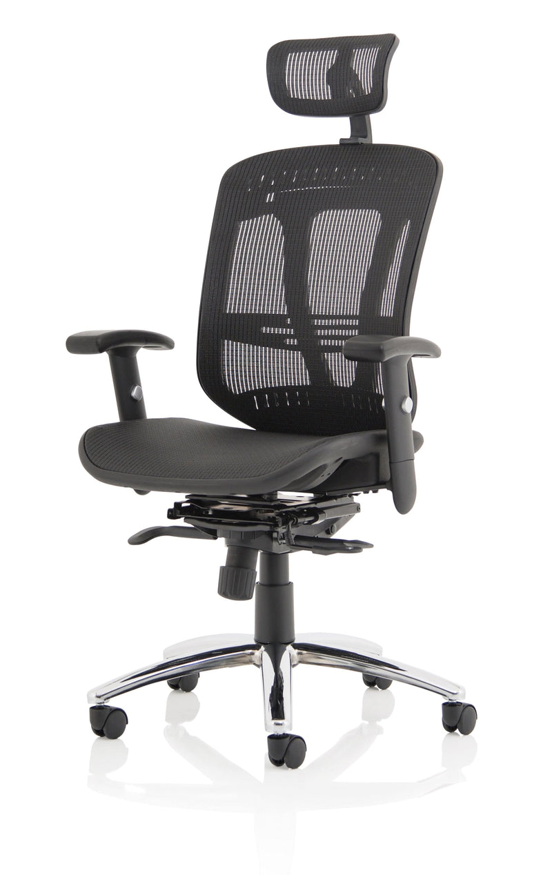 Mirage II Executive Chair Black Mesh With Arms With Headrest - NWOF