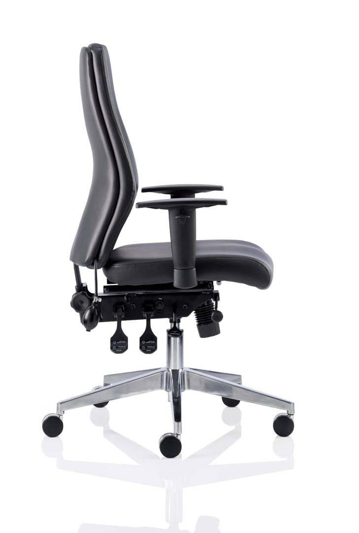 Onyx Ergo Posture Chair Black Bonded Leather With Arms - NWOF