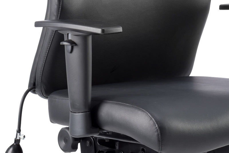 Onyx Ergo Posture Chair Black Bonded Leather With Headrest & Arms - NWOF