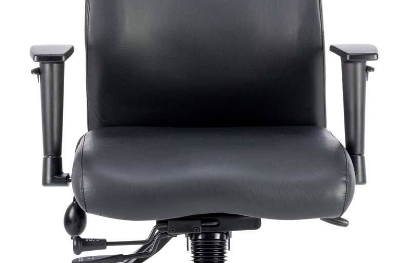 Onyx Ergo Posture Chair Black Bonded Leather With Headrest & Arms - NWOF